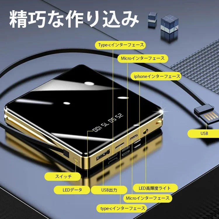 【大容量モバイルバッテリー】20000mah大容量 4台のスマホを同時に充電することが可能 めつきインターフェース、充電スピードがより早く、安定電量なくても怖くない!