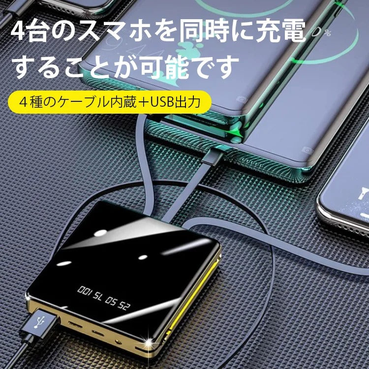 【大容量モバイルバッテリー】20000mah大容量 4台のスマホを同時に充電することが可能 めつきインターフェース、充電スピードがより早く、安定電量なくても怖くない!