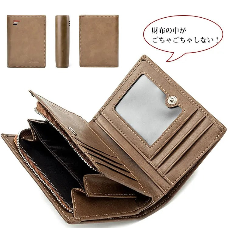 【二つ折り財布】小銭入れがとても便利です。大容量＆多機能　本革メンズ財布新登場！手触り良い　耐久性抜群　柔らか